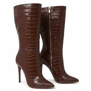 Jennifer Le Croc Embossed Ankle Boots EU 38 Stiletto Heel Leather